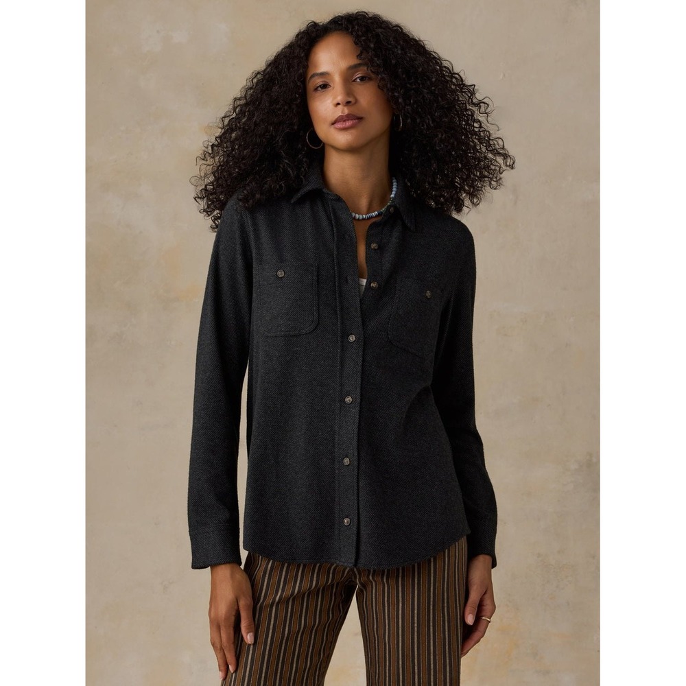 Faherty Legend Sweater Shirt - Heathered Black Twill Button Down WKC0001-HBT Sm